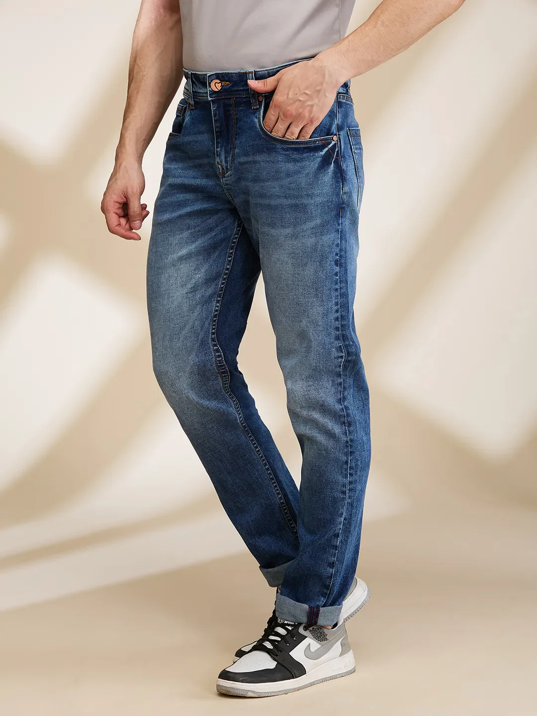 Blue Slim Fit Men's Denims by Being Human Clothing - Image 4