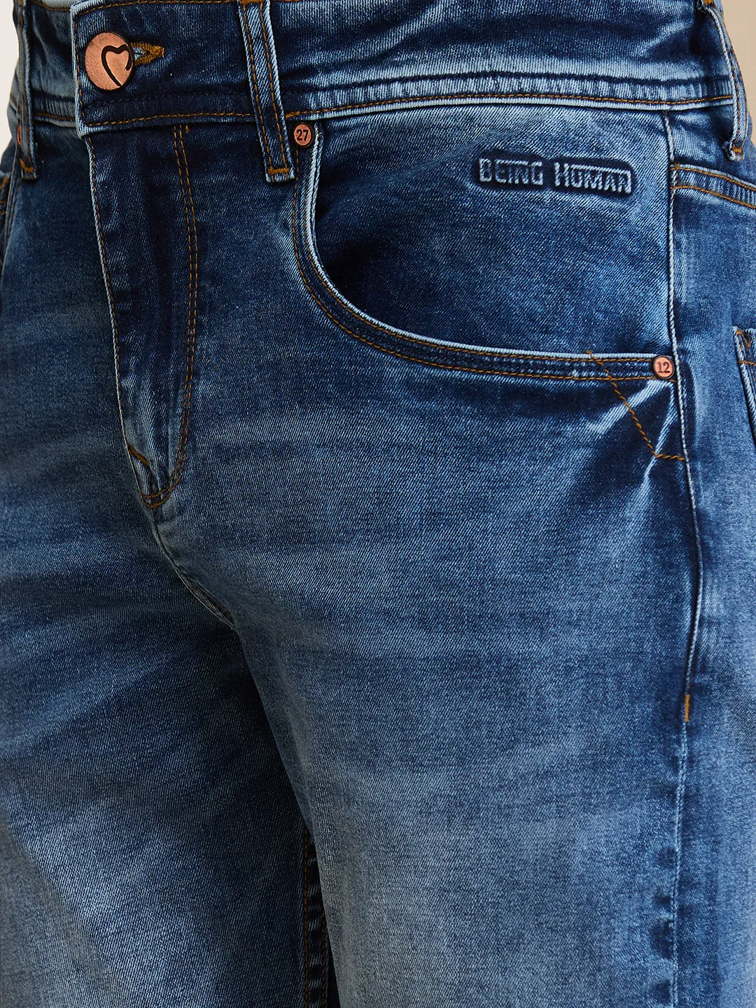 Blue Slim Fit Men's Denims by Being Human Clothing - Image 5