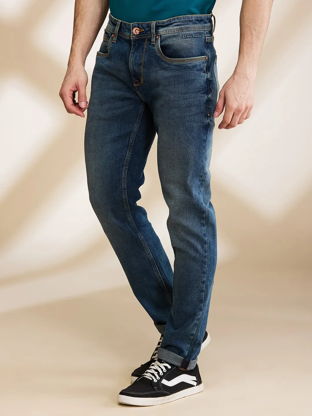 Blue Slim Fit Men's Denims by Being Human Clothing - Image 4