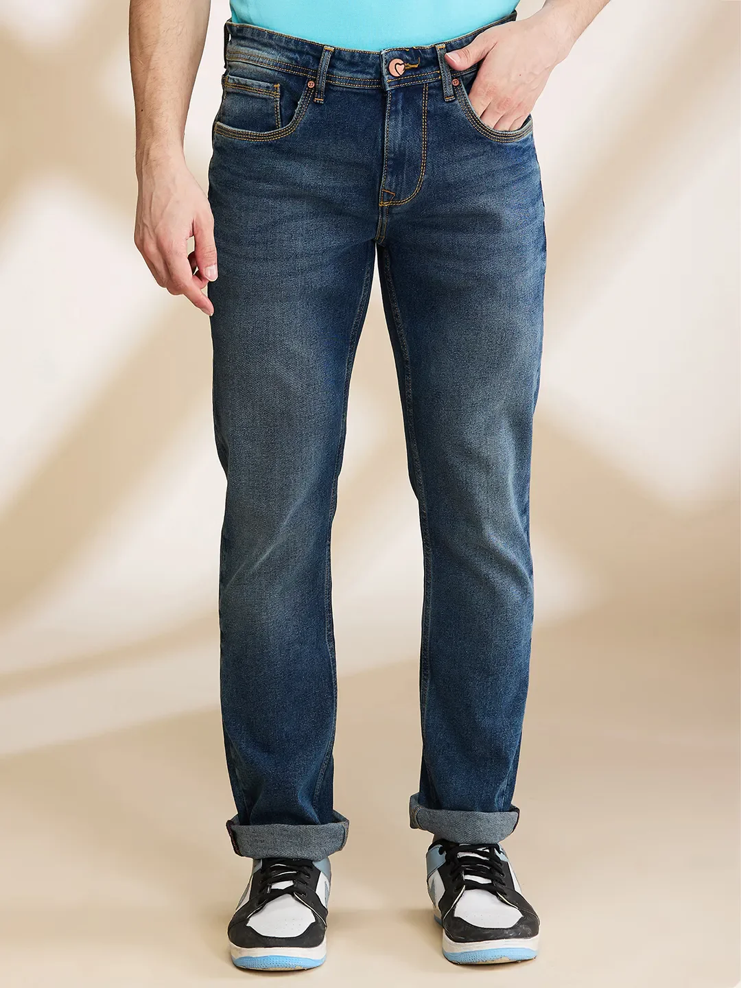 Blue Straight Fit Men's Denims by Being Human Clothing