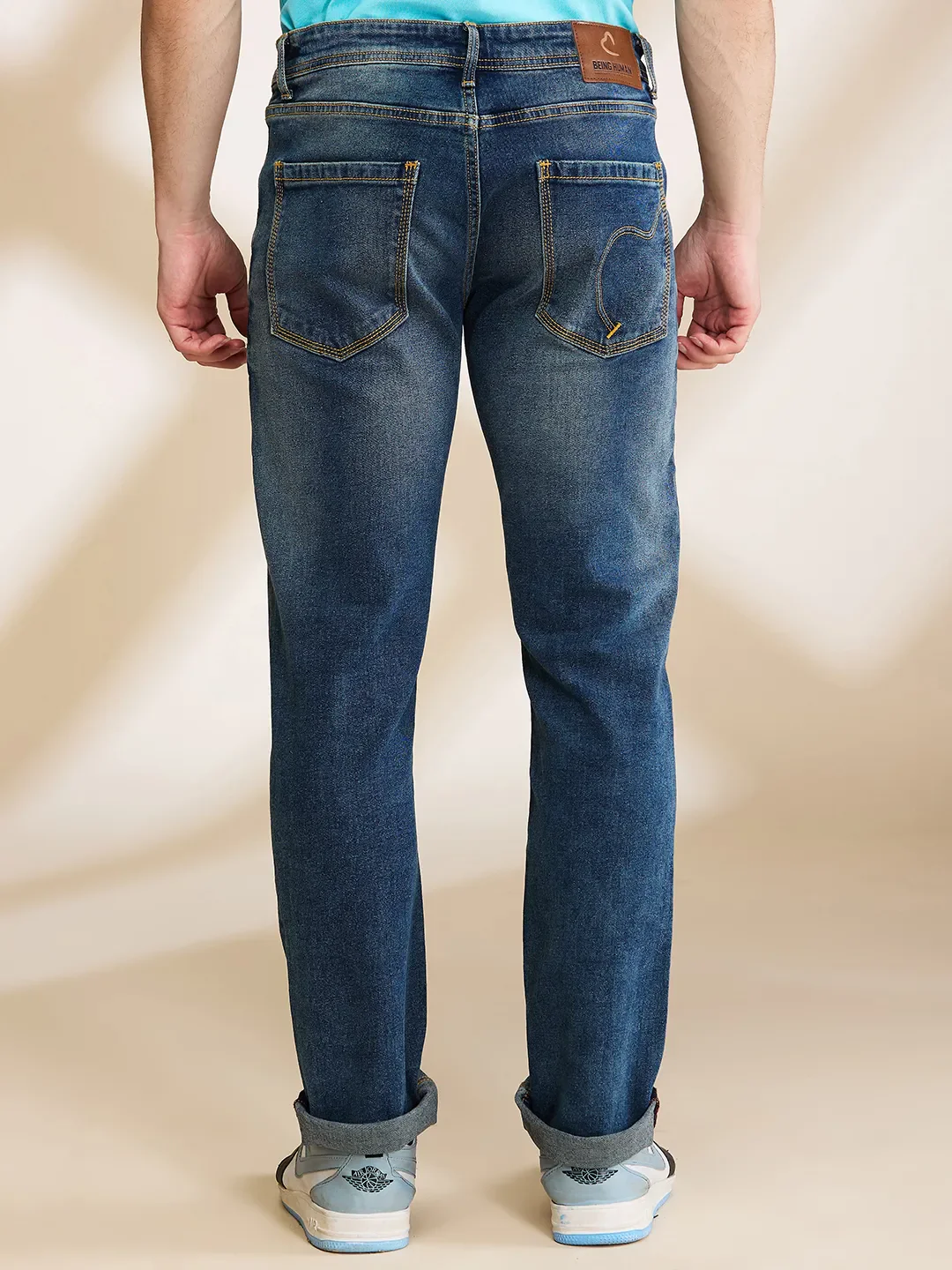 Blue Straight Fit Men's Denims by Being Human Clothing - Image 3