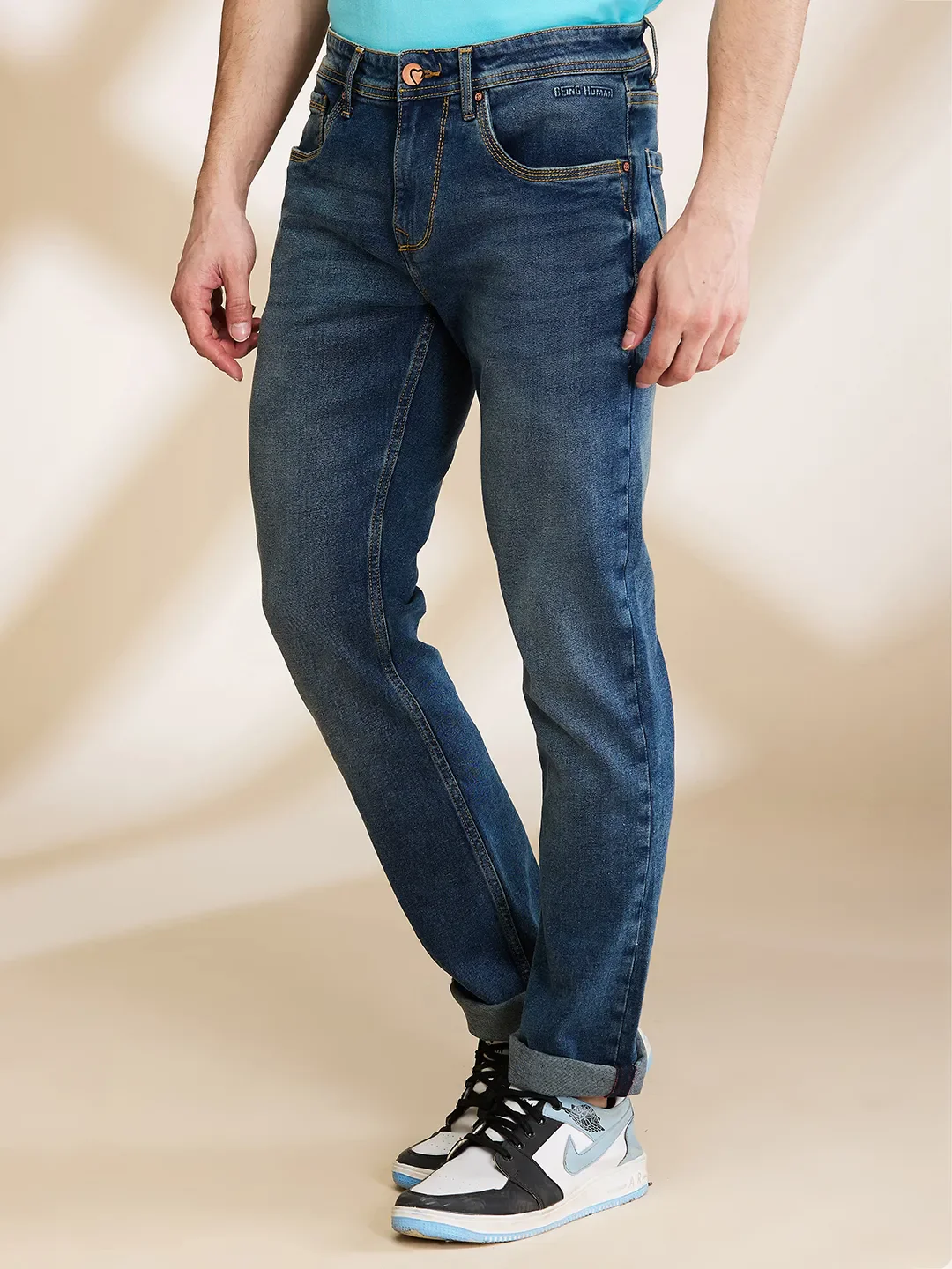 Blue Straight Fit Men's Denims by Being Human Clothing - Image 4