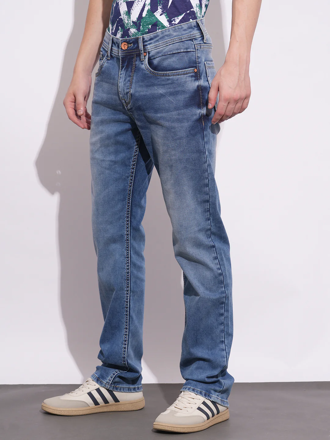 Blue Straight Fit Denims For Men By Being Human Clothing - Image 2