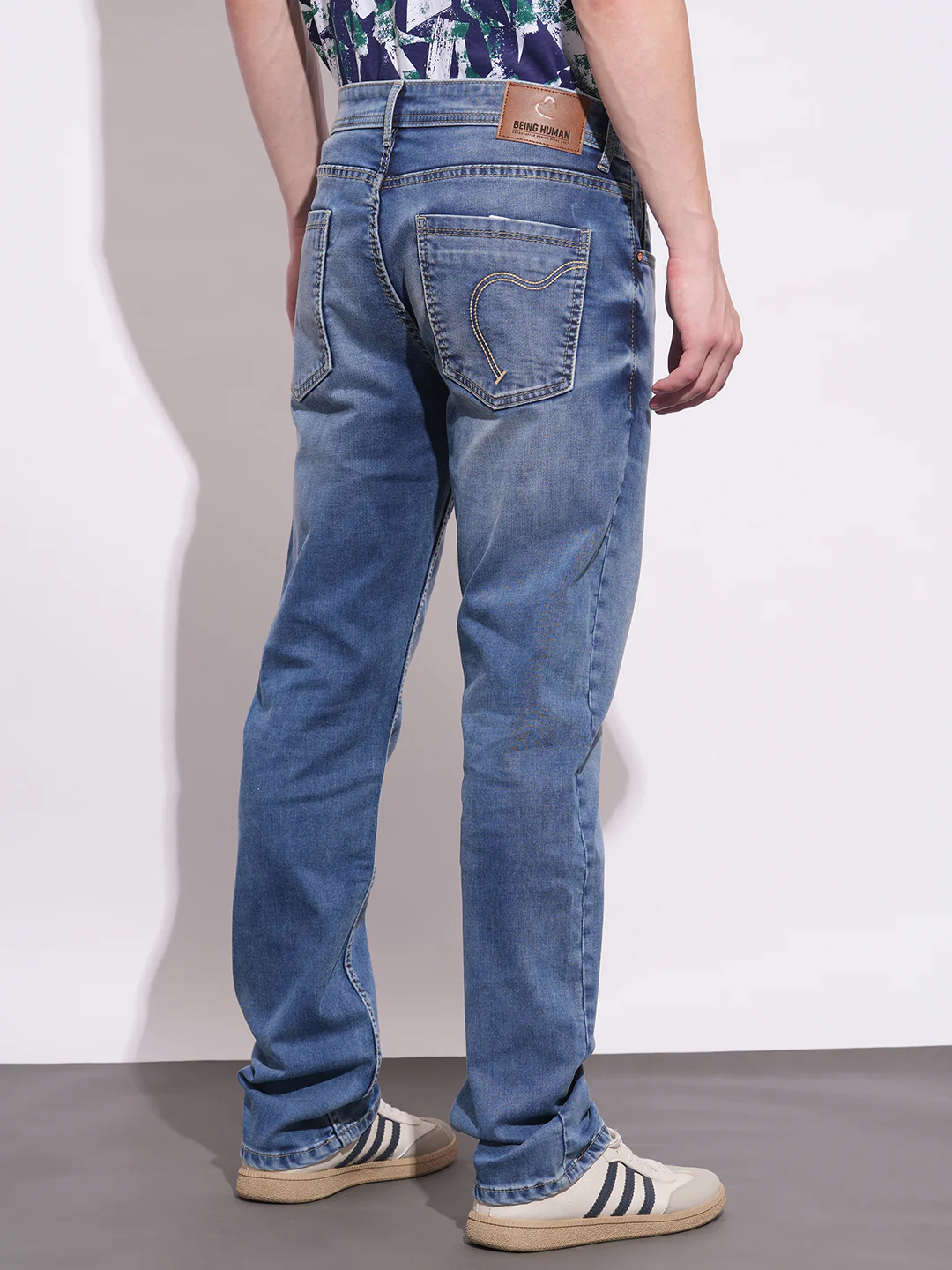 Blue Straight Fit Denims For Men By Being Human Clothing - Image 3