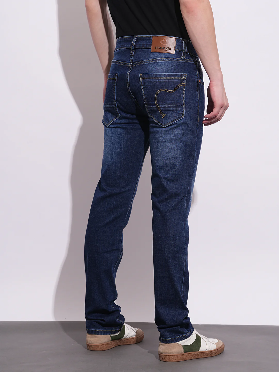 Blue Straight Fit Denims For Men By Being Human Clothing - Image 3