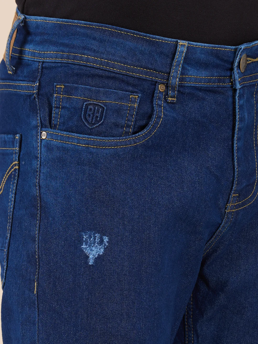 Blue Slim Fit Denims For Men By Being Human Clothing - Image 5