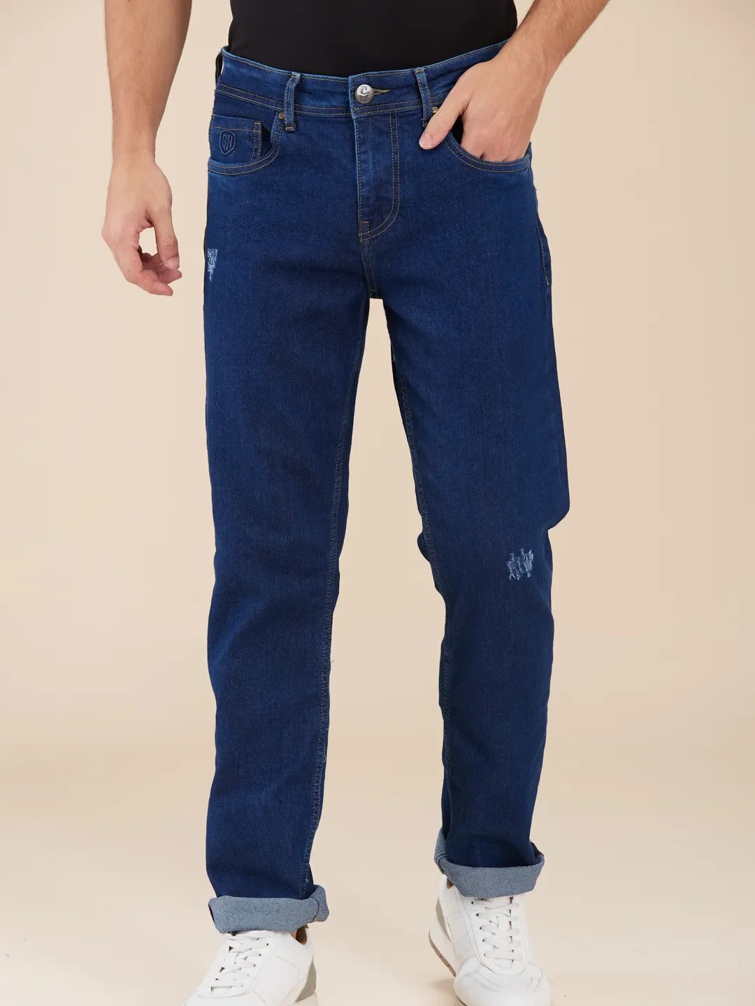 Blue Straight Fit Denims For Men By Being Human Clothing