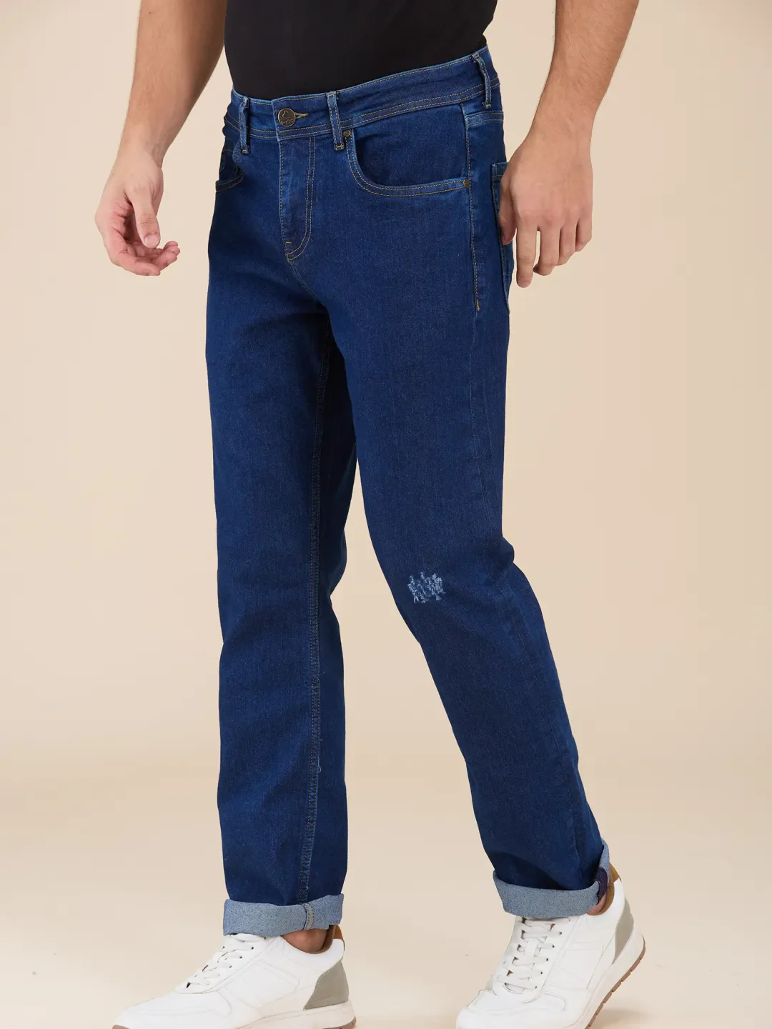 Blue Straight Fit Denims For Men By Being Human Clothing - Image 4