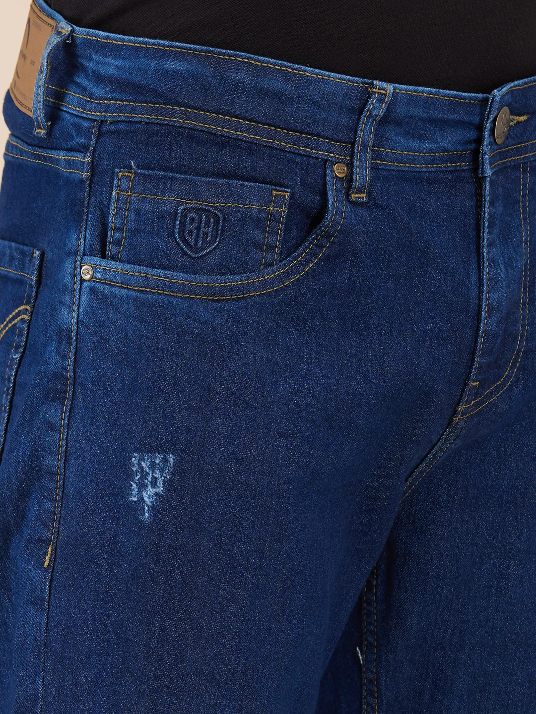 Blue Straight Fit Denims For Men By Being Human Clothing - Image 5