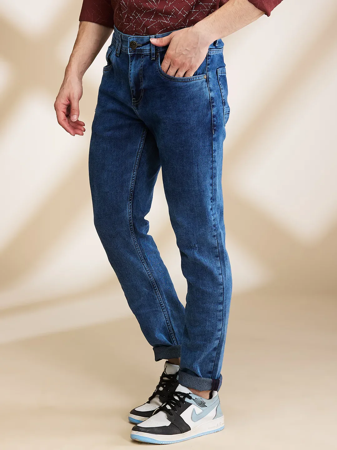 Blue Slim Fit Men's Denims by Being Human Clothing - Image 4