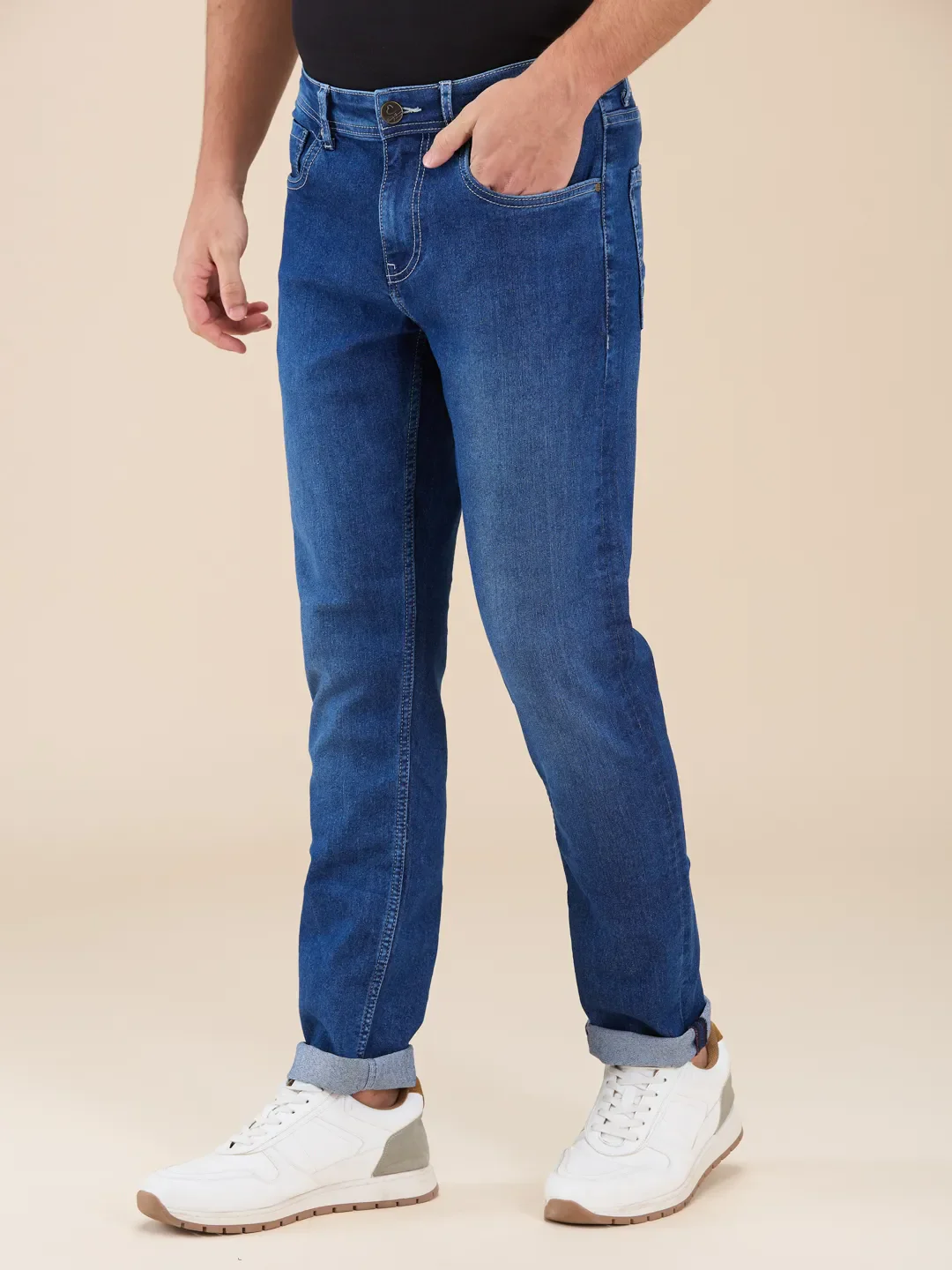 Blue Slim Fit Men's Denims by Being Human Clothing - Image 4