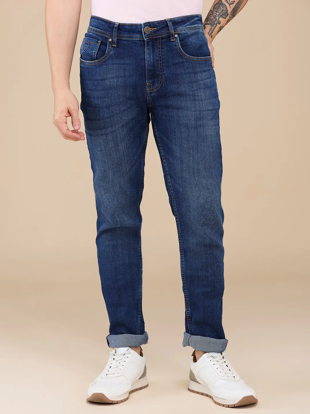 Blue Slim Fit Men's Denims by Being Human Clothing