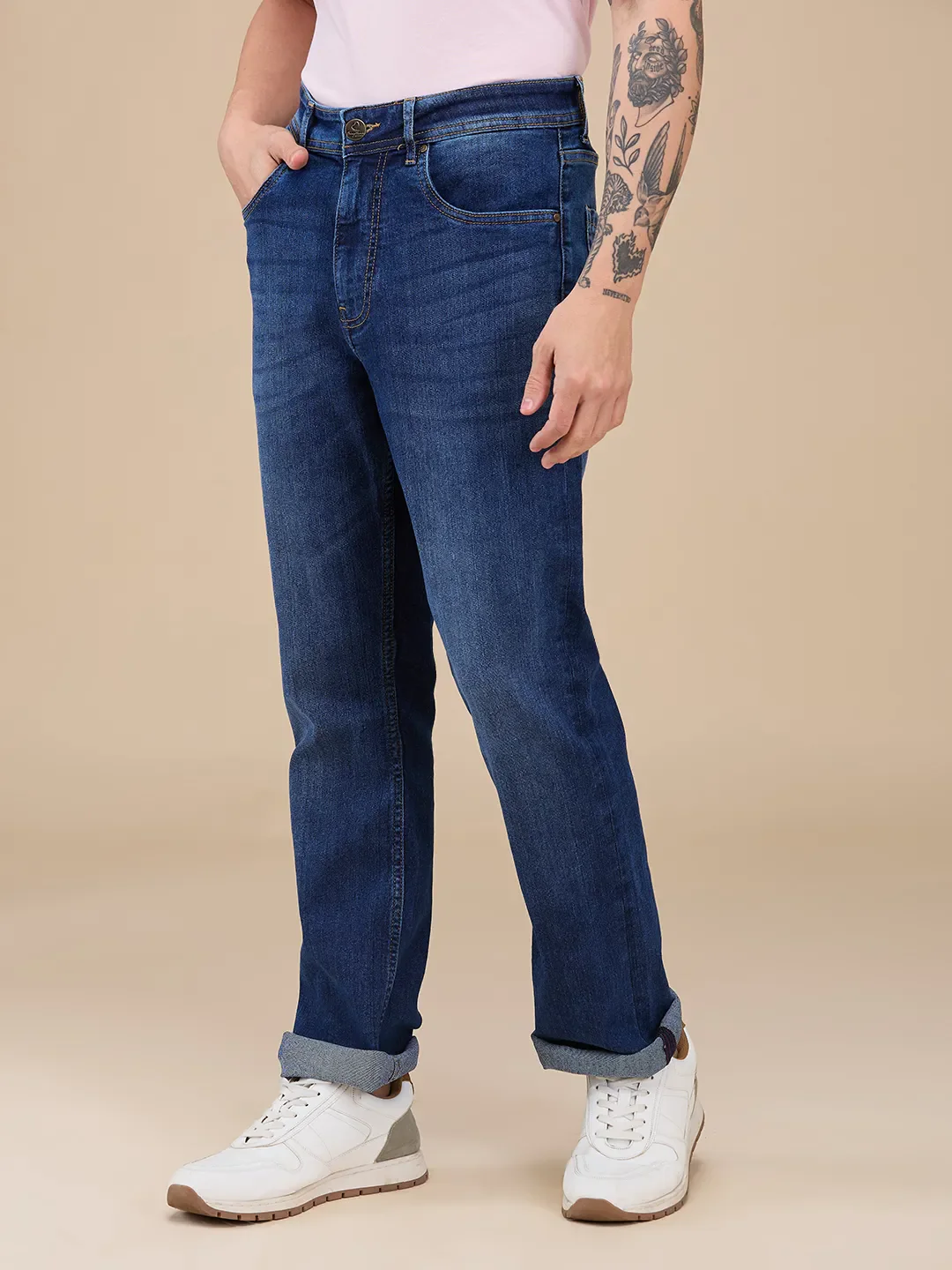 Blue Boot Cut Fit Men's Denims by Being Human Clothing - Image 4