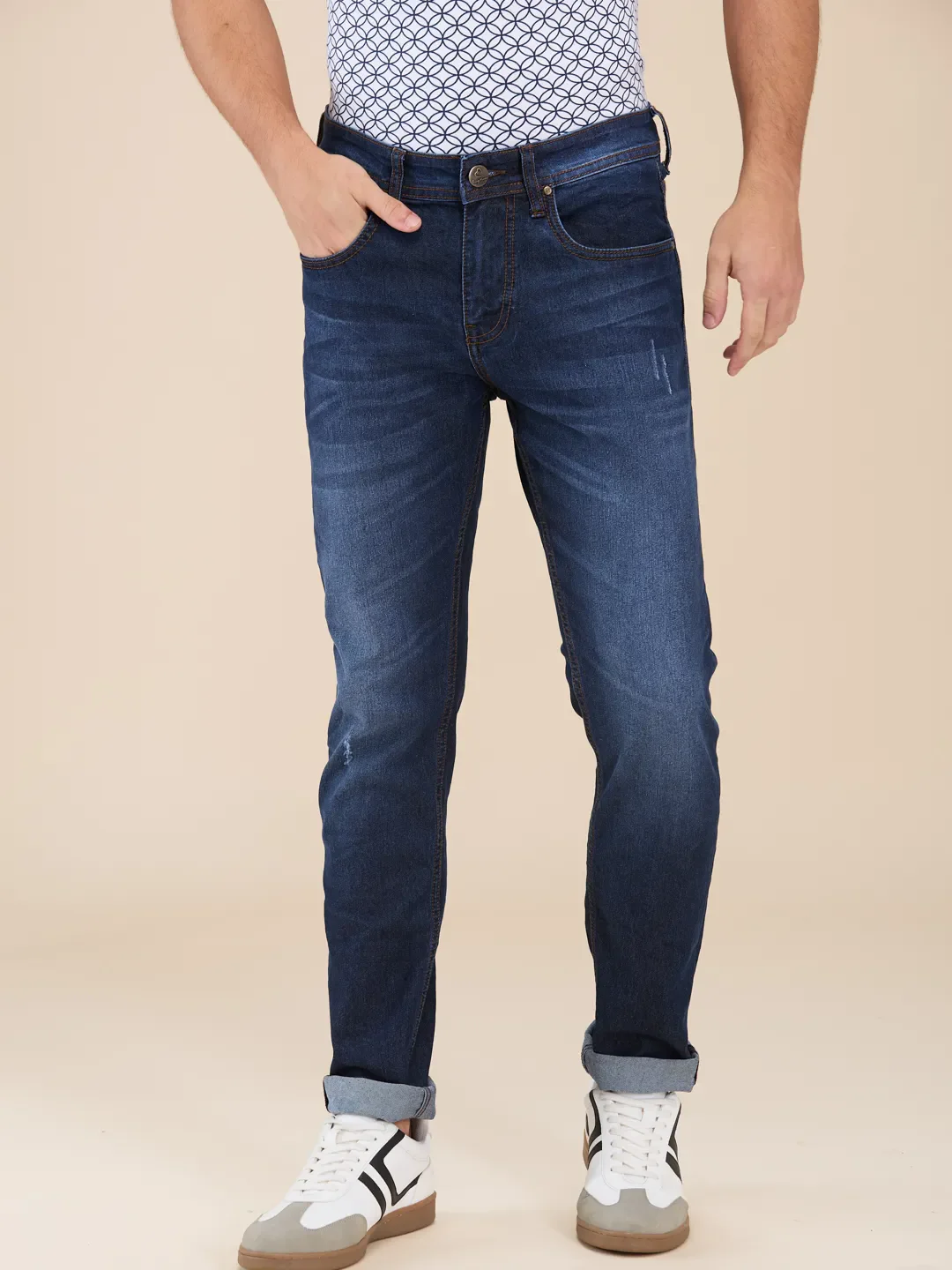 Blue Slim Fit Denims For Men By Being Human Clothing