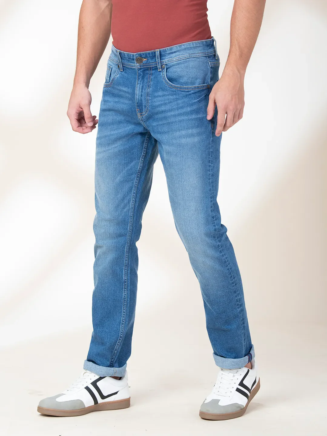 Blue Straight Fit Men's Denims by Being Human Clothing - Image 4