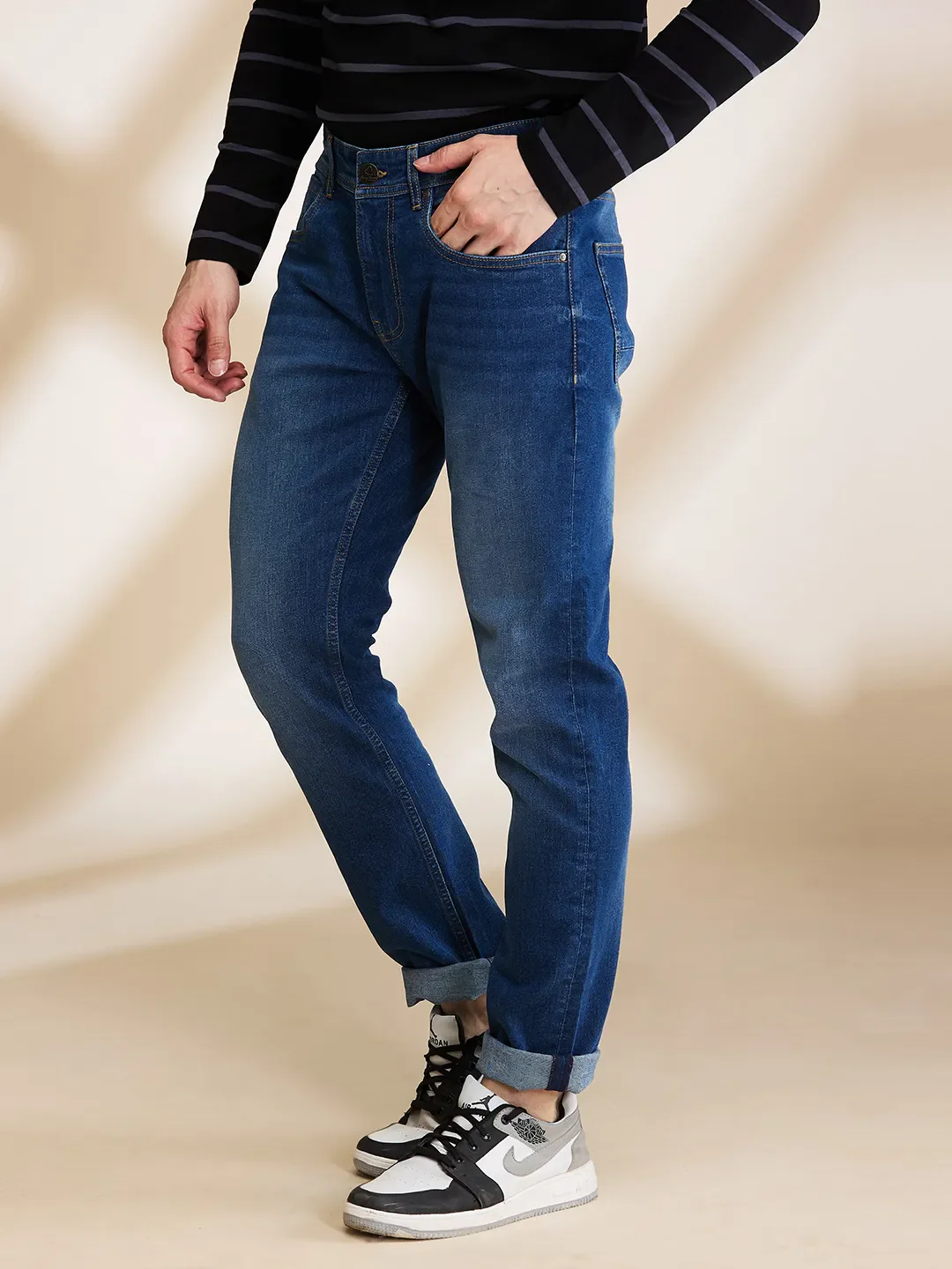 Blue Slim Fit Men's Denims by Being Human Clothing - Image 4
