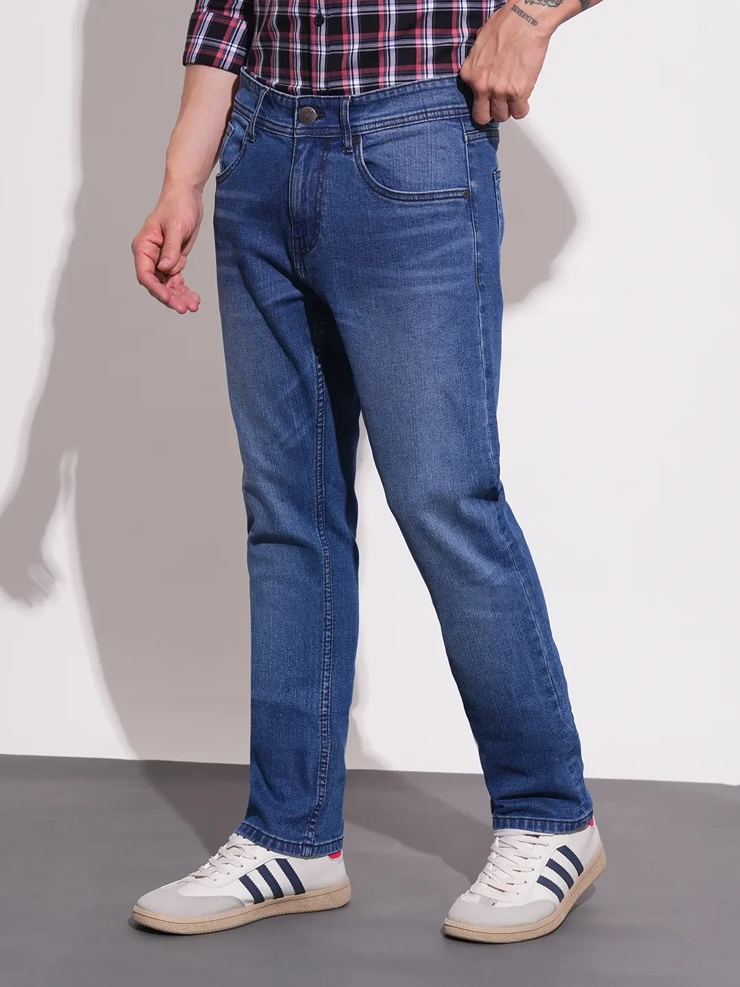 Blue Straight Fit Men's Denims by Being Human Clothing - Image 2