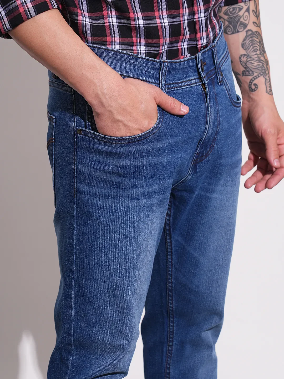 Blue Straight Fit Men's Denims by Being Human Clothing - Image 6
