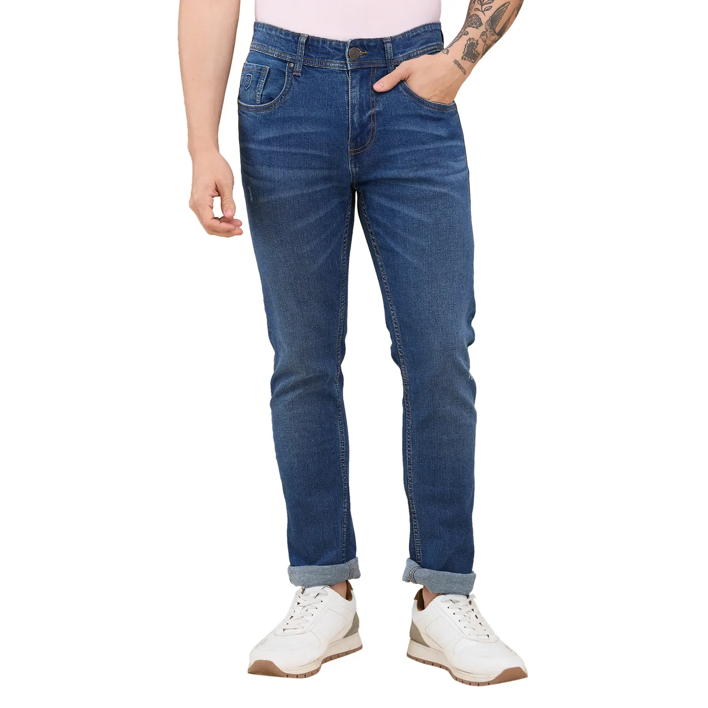 Blue Straight Fit Denims For Men By Being Human Clothing