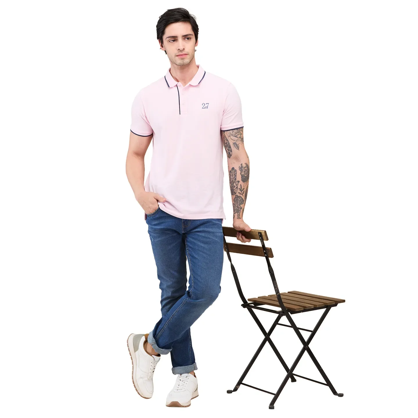 Blue Straight Fit Denims For Men By Being Human Clothing - Image 6
