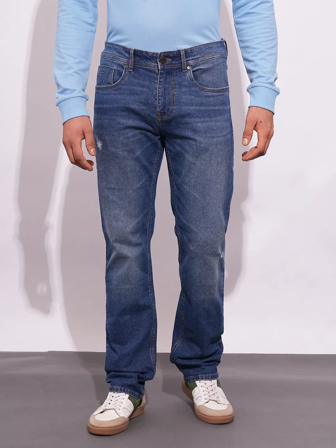 Blue Straight Fit Men's Denims by Being Human Clothing