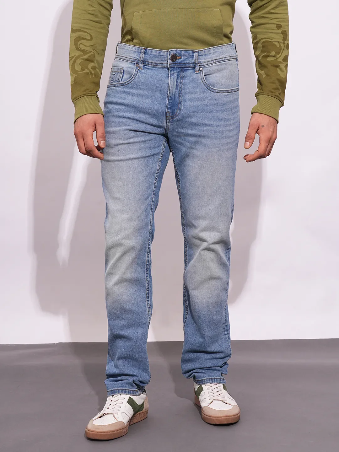 Blue Straight Fit Men's Denims by Being Human Clothing