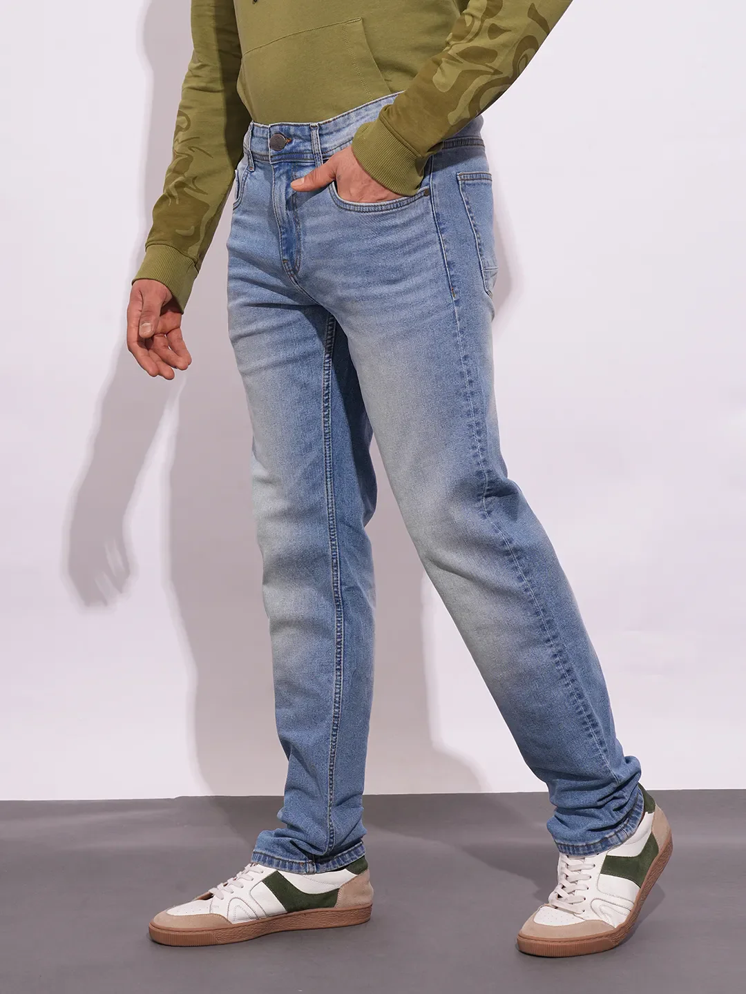 Blue Straight Fit Men's Denims by Being Human Clothing - Image 2