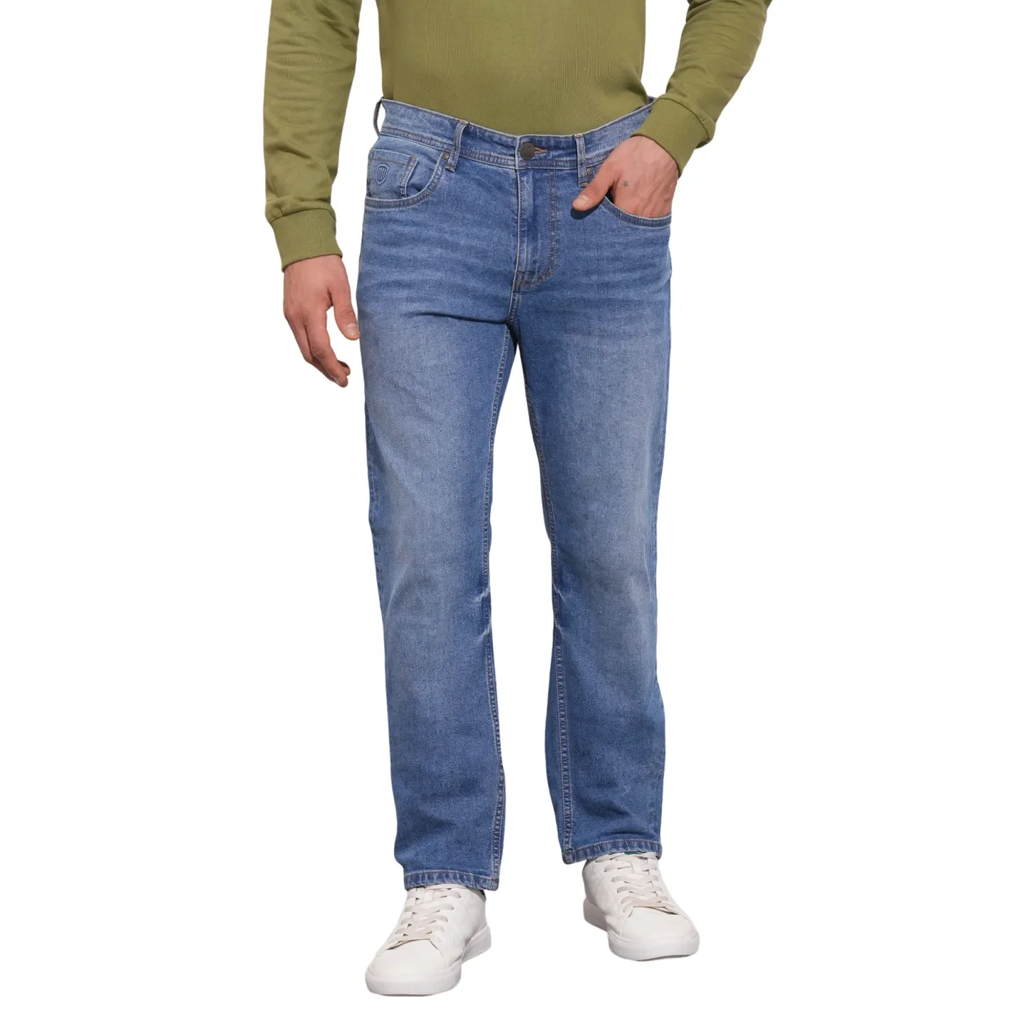 Blue Straight Fit Men's Denims by Being Human Clothing
