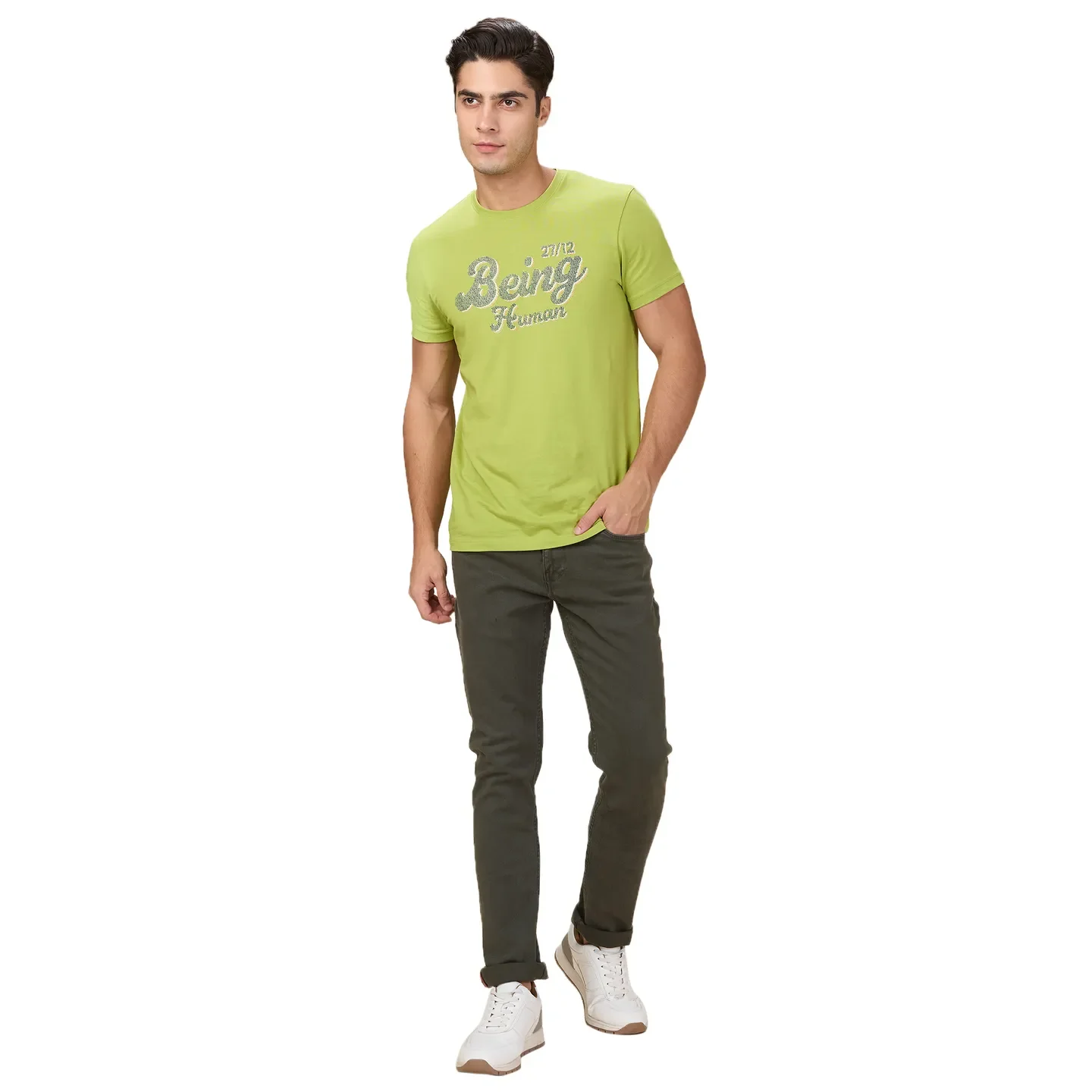 Green Skinny Fit Men's Denims by Being Human Clothing - Image 2