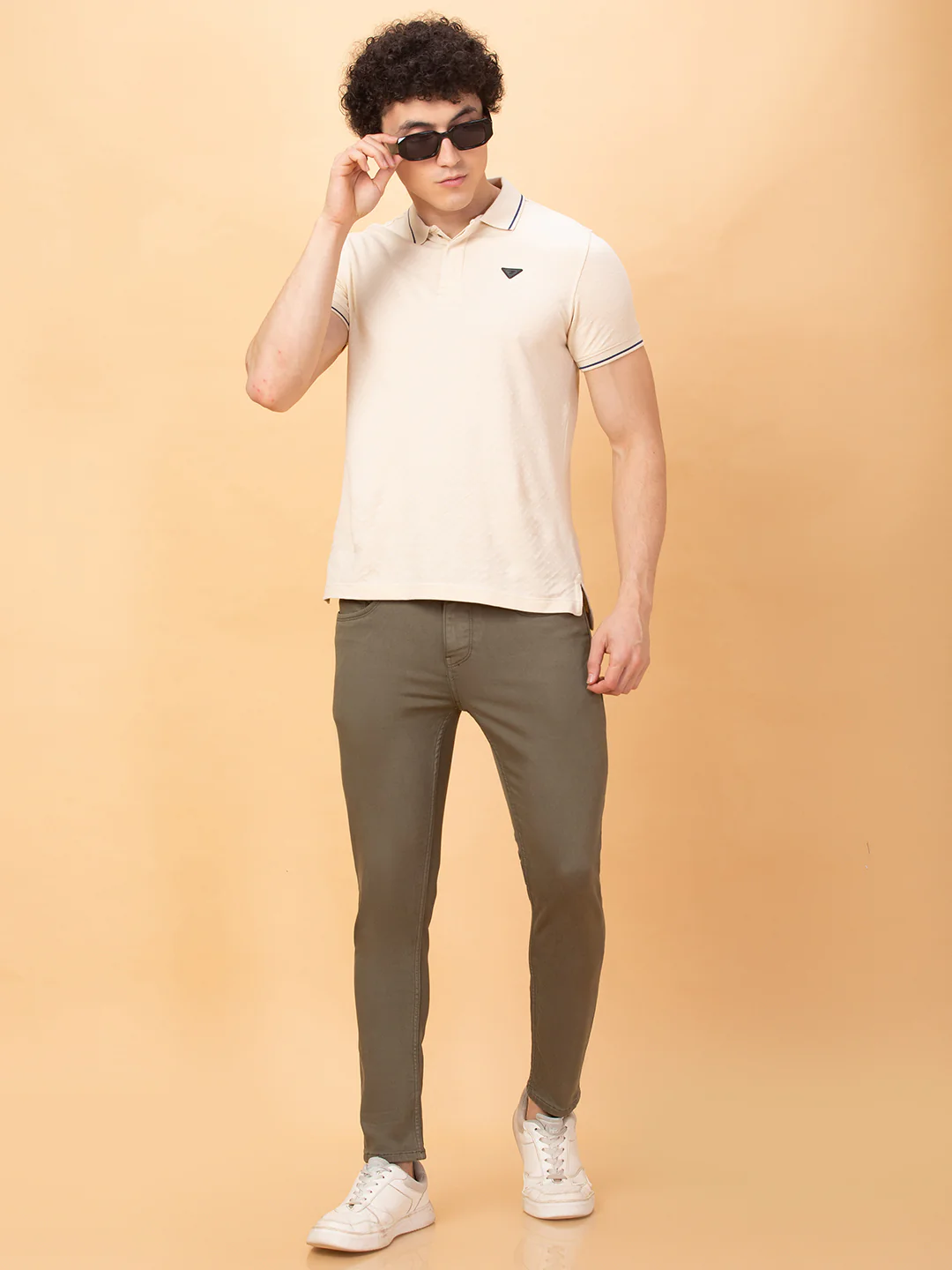 Olive Cropped Fit Denims For Men By Being Human Clothing - Image 6