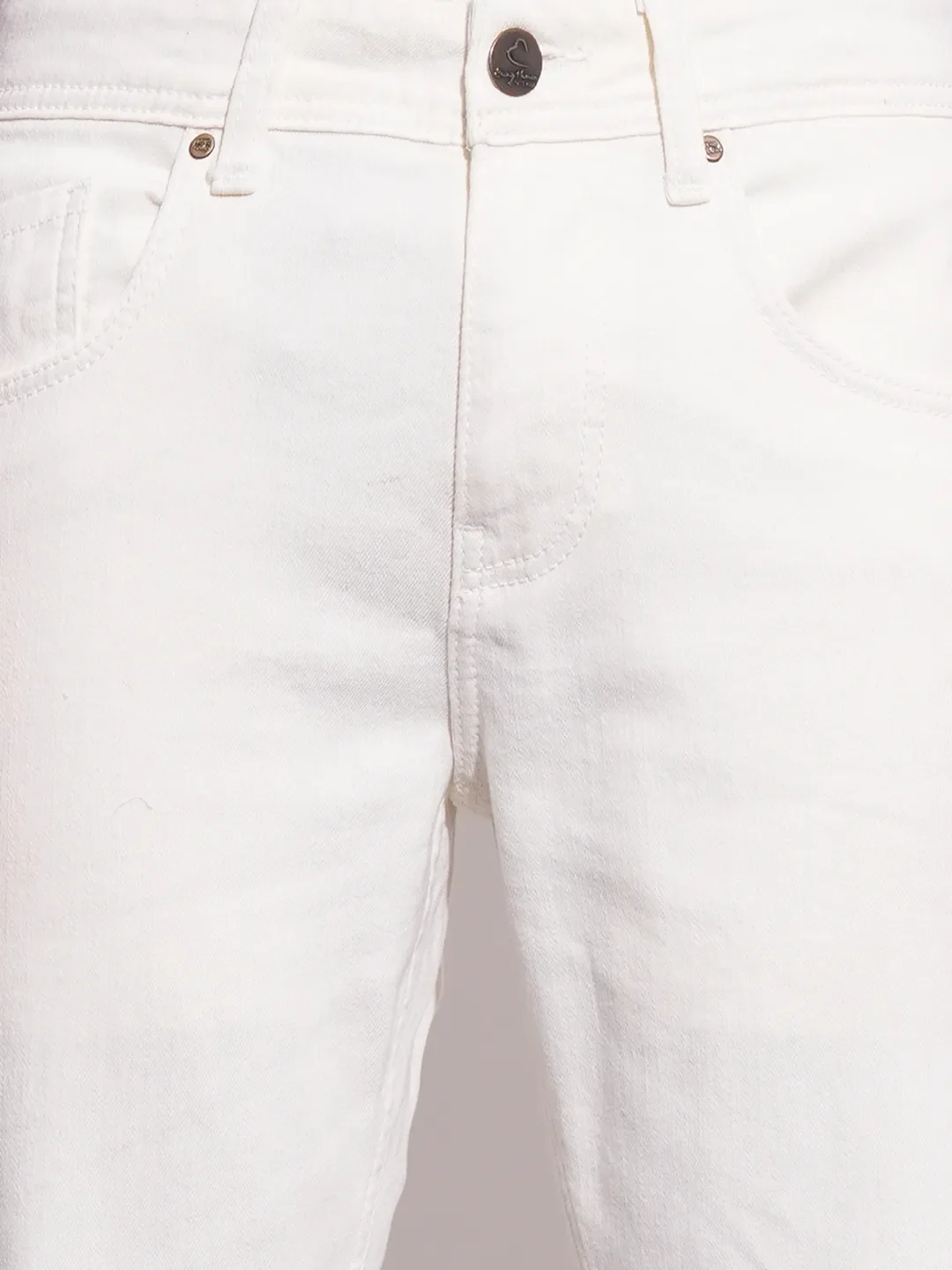 White Straight Fit Men's Denims by Being Human Clothing - Image 5
