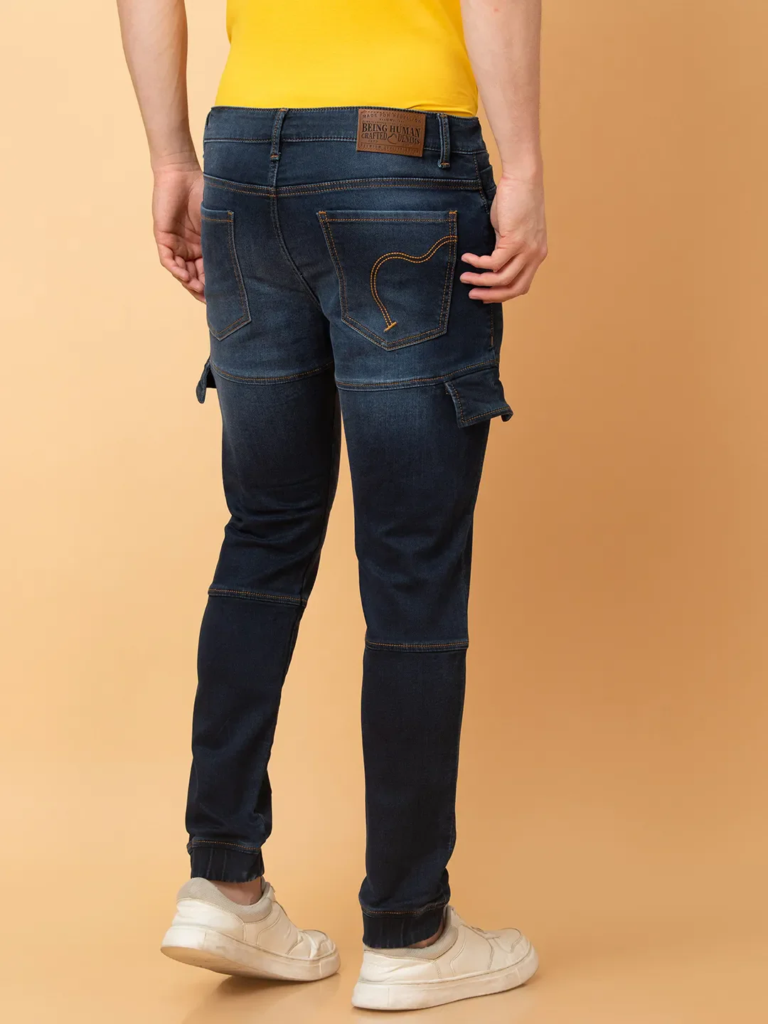 Dark Blue Jogger Fit Denims For Men By Being Human Clothing - Image 3