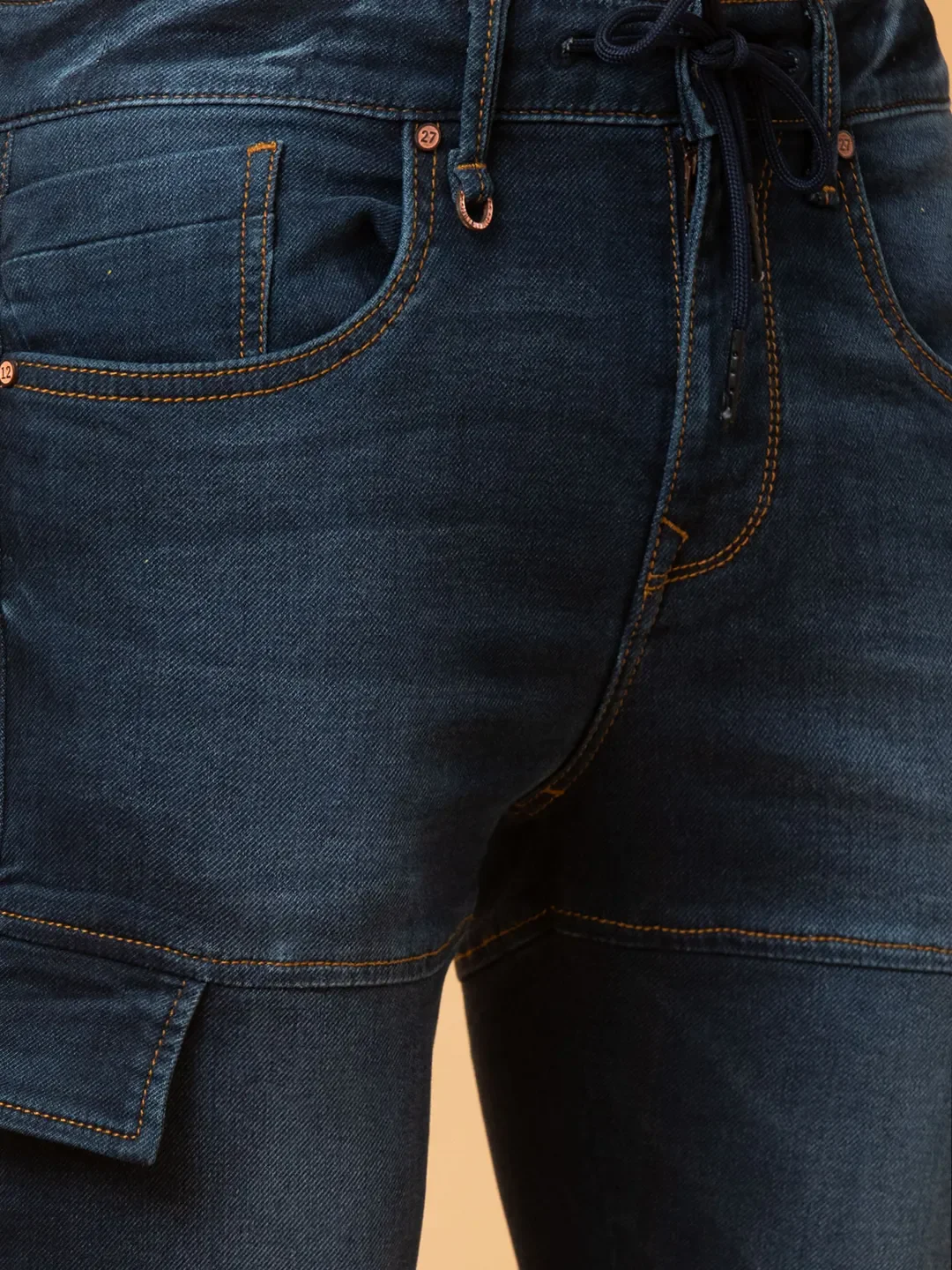 Dark Blue Jogger Fit Denims For Men By Being Human Clothing - Image 5