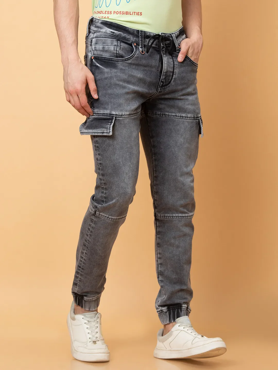 Grey Jogger Fit Denims For Men By Being Human Clothing - Image 3