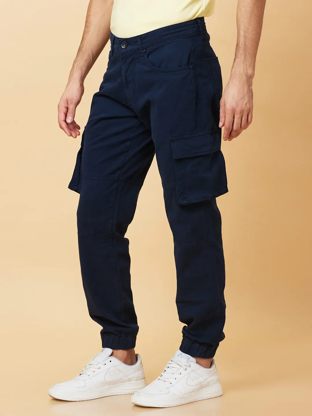 Navy Slim Fit Joggers For Men By Being Human Clothing - Image 4