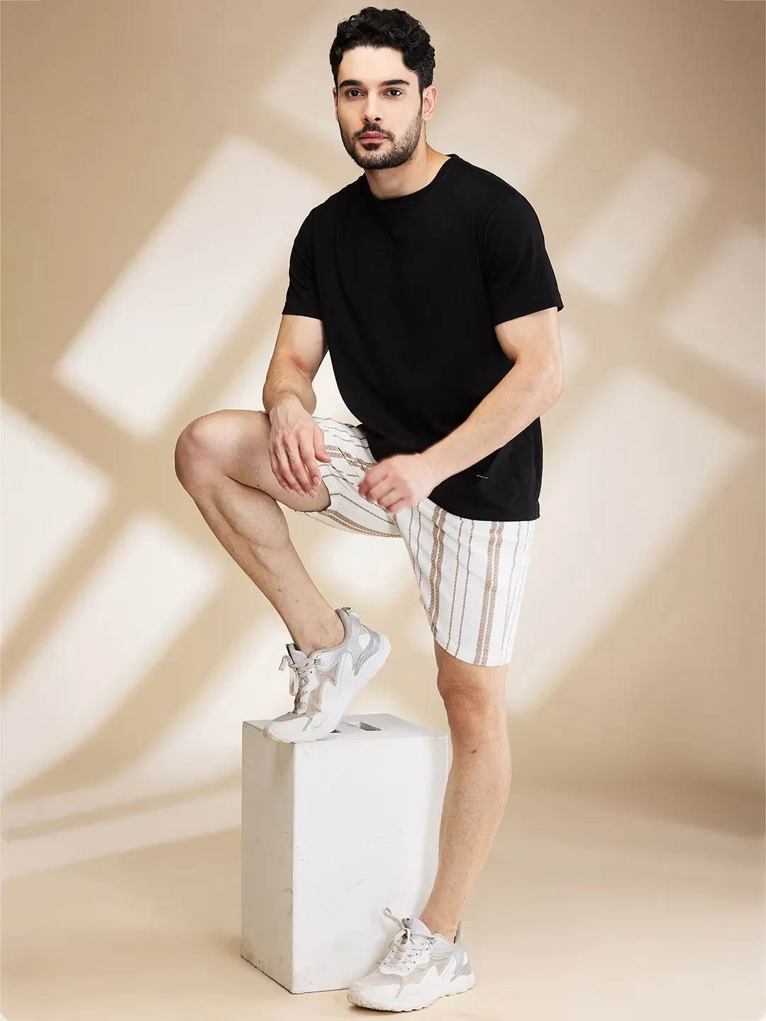 Beige Regular Fit Shorts For Men By Being Human Clothing - Image 6
