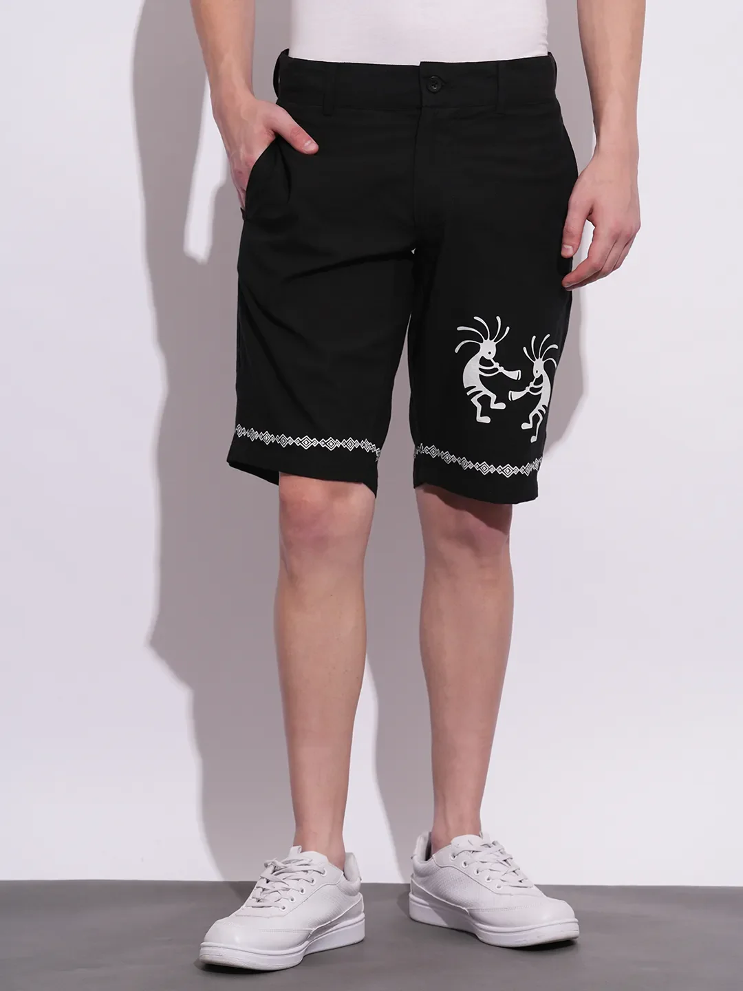 Black Regular Fit Shorts For Men By Being Human Clothing
