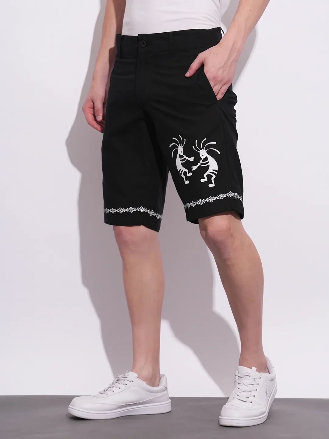 Black Regular Fit Shorts For Men By Being Human Clothing - Image 2