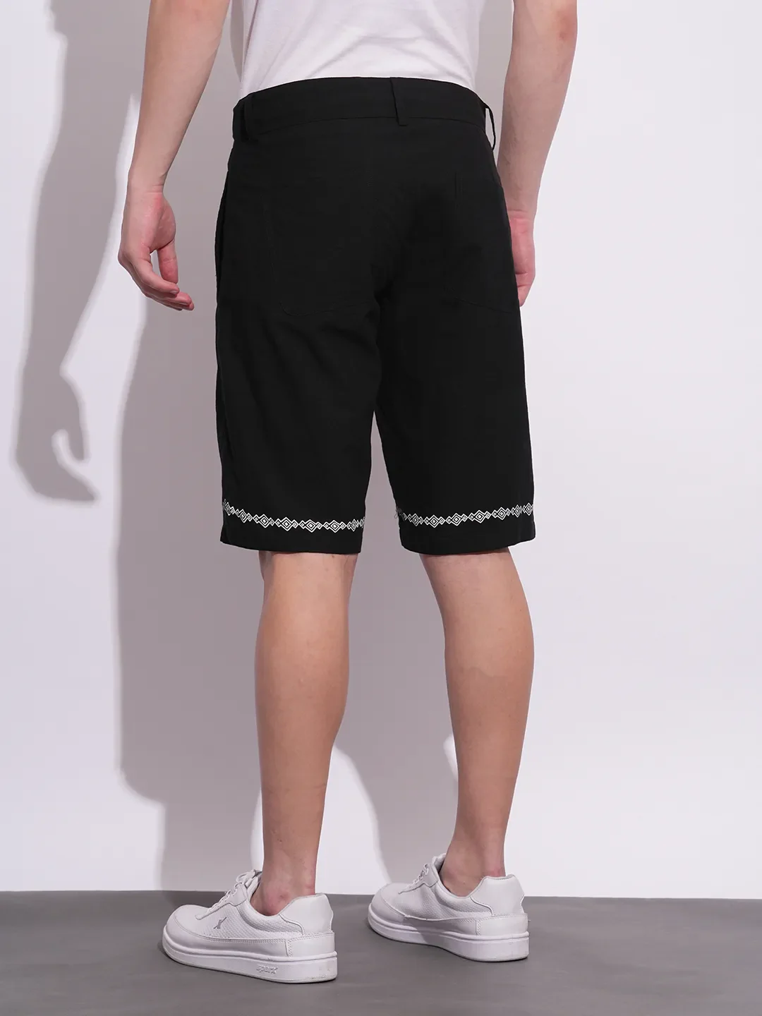 Black Regular Fit Shorts For Men By Being Human Clothing - Image 3