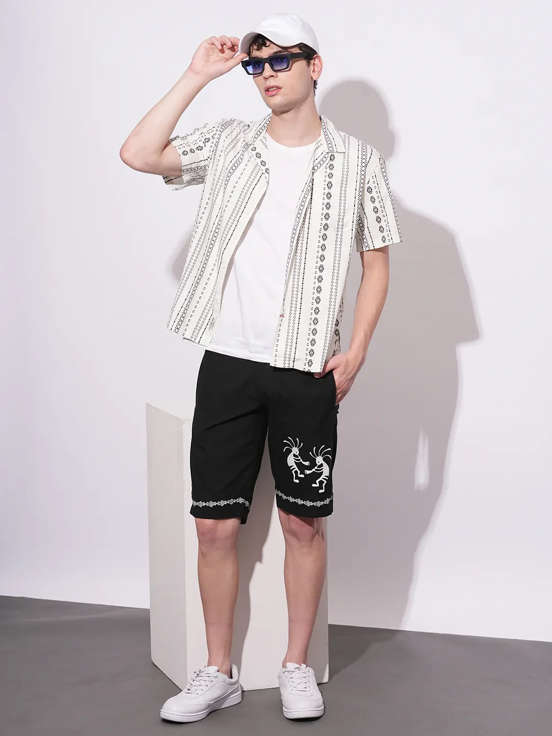 Black Regular Fit Shorts For Men By Being Human Clothing - Image 4