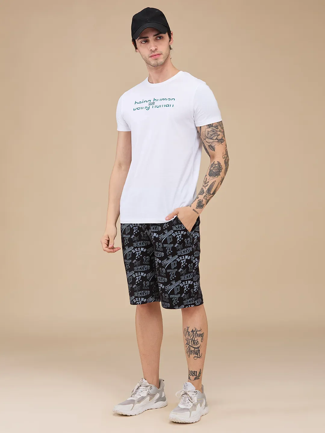 Black Regular Fit Shorts For Men By Being Human Clothing - Image 6