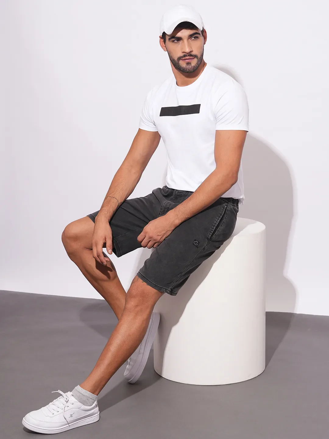 Grey Regular Fit Shorts For Men By Being Human Clothing - Image 4