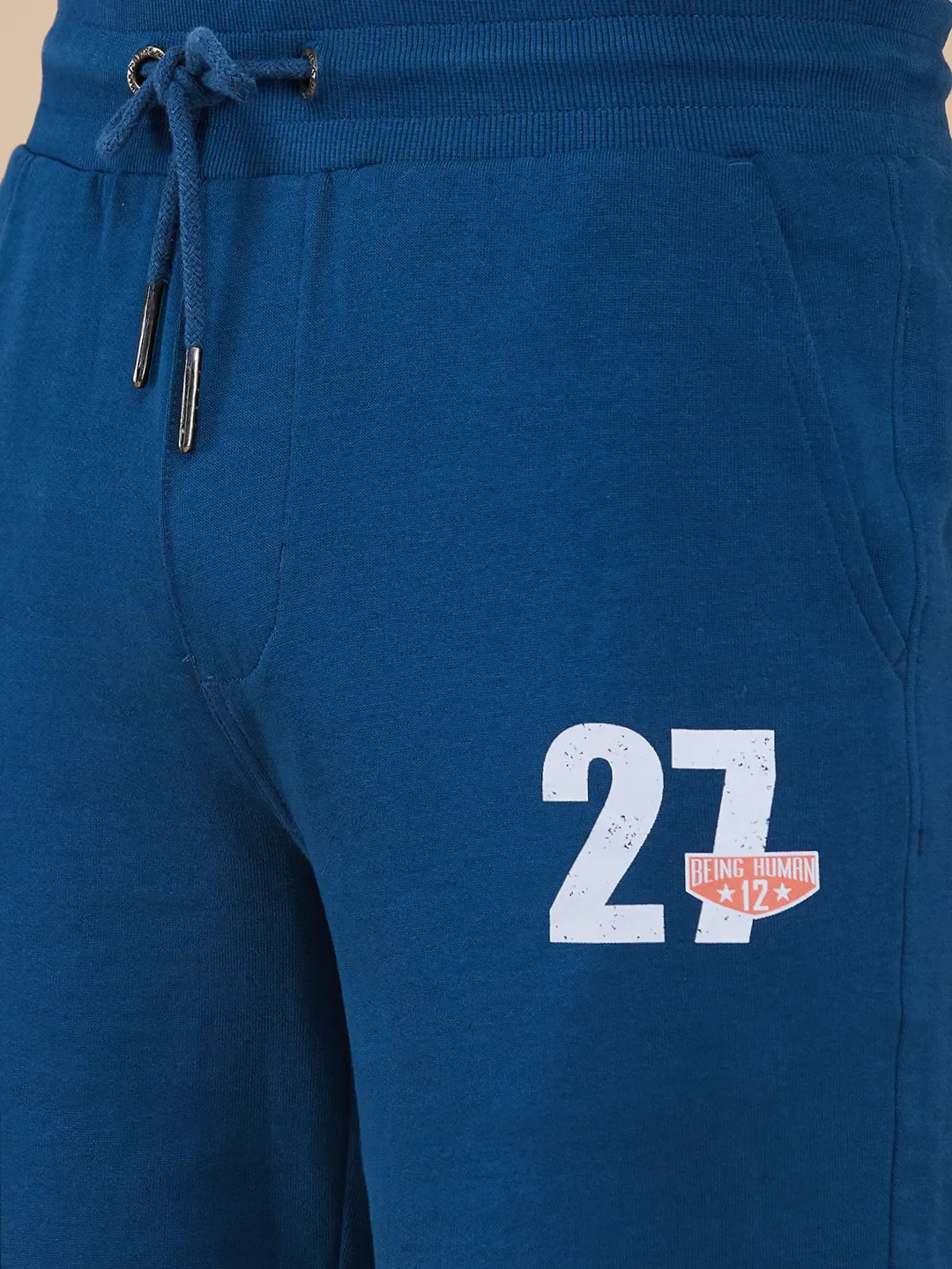 Navy Regular Fit Shorts For Men By Being Human Clothing - Image 5