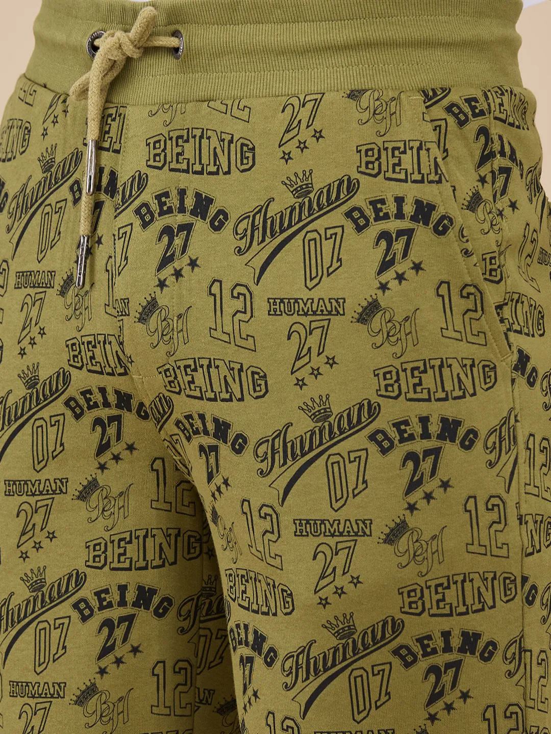 Olive Regular Fit Shorts For Men By Being Human Clothing - Image 5