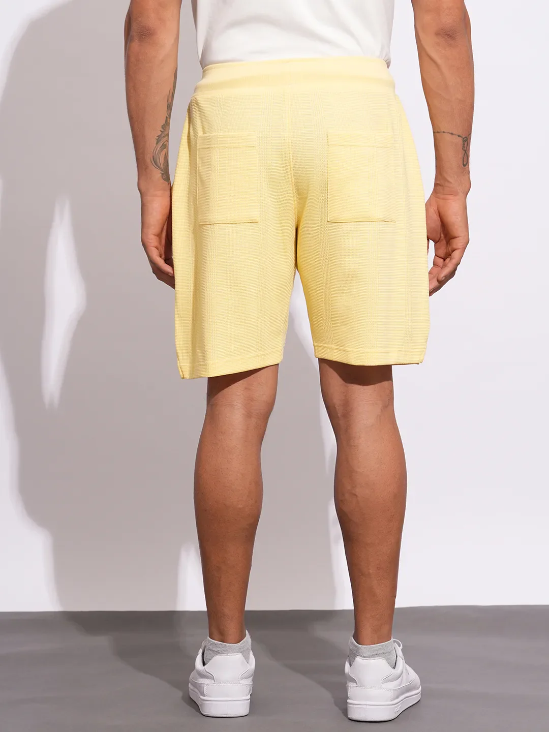 Yellow Regular Fit Shorts For Men By Being Human Clothing - Image 3