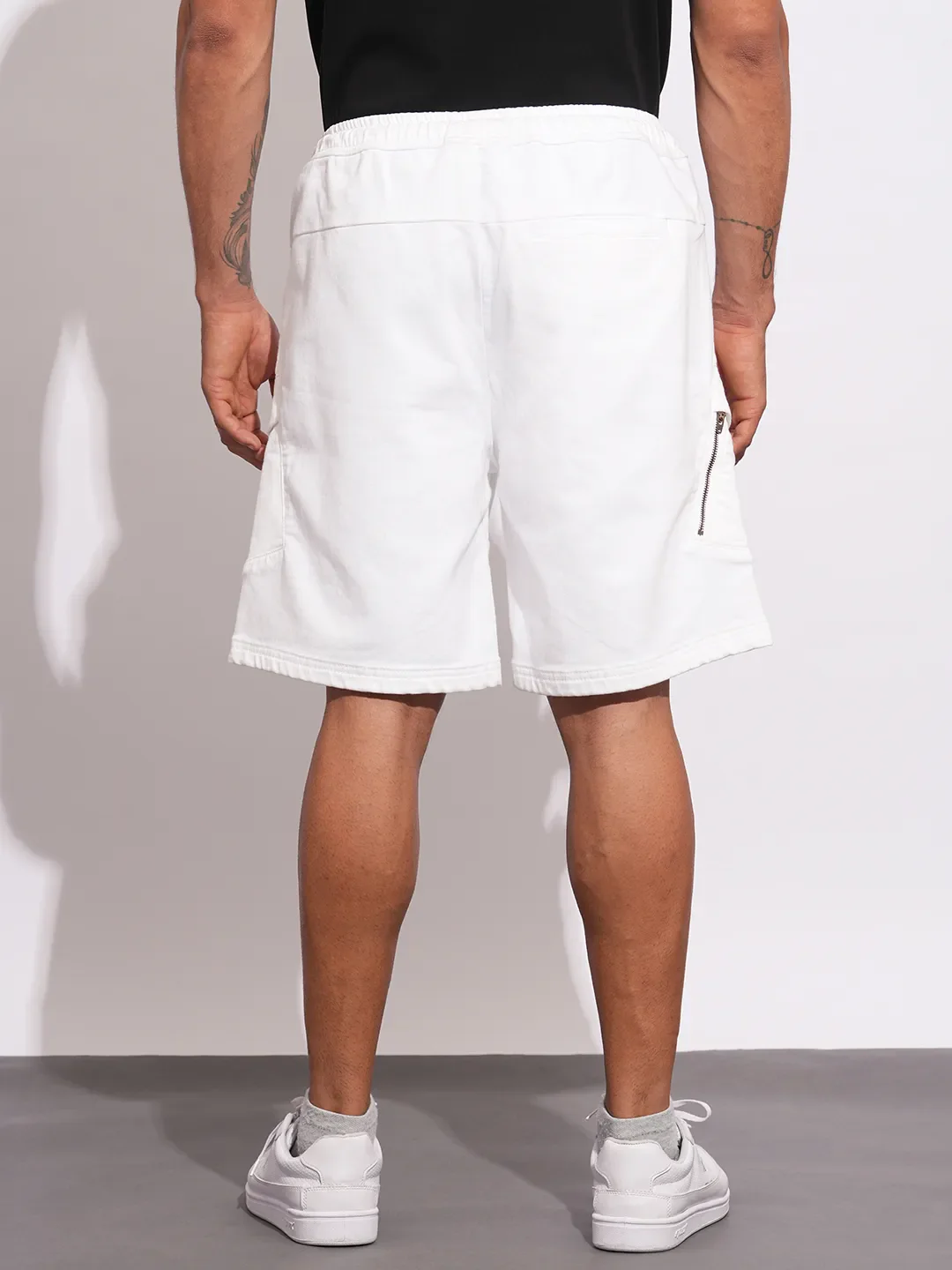 White Regular Fit Shorts For Men By Being Human Clothing - Image 3