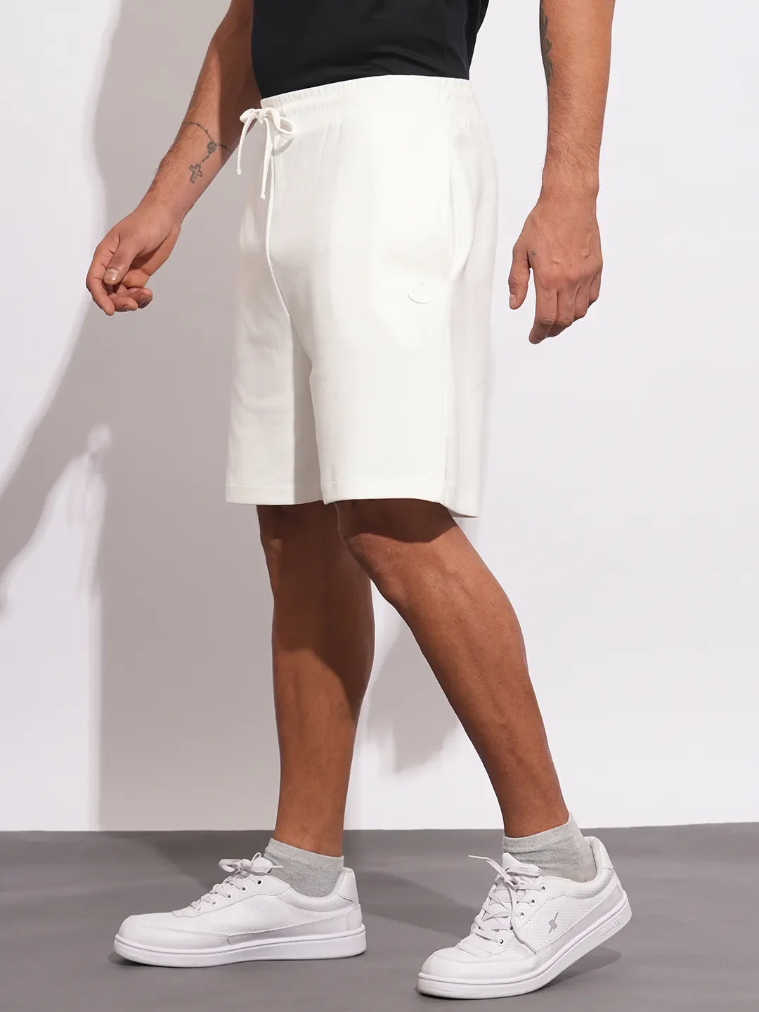 White Regular Fit Shorts For Men By Being Human Clothing - Image 2