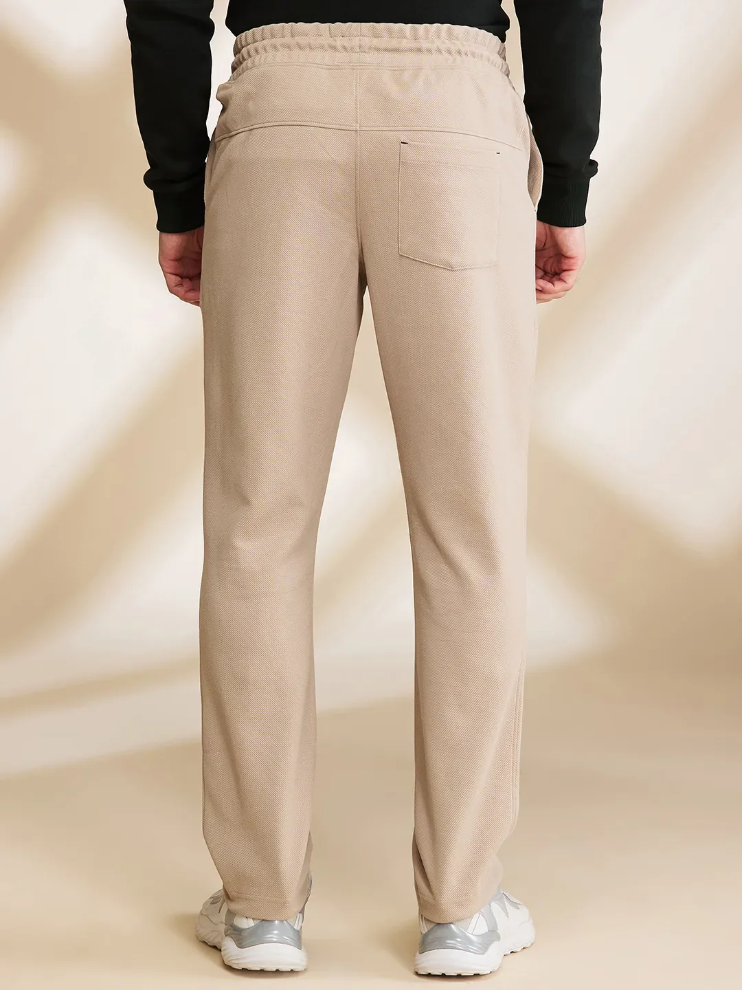 Beige Regular fit Men's Track Pants by Being Human Clothing - Image 3