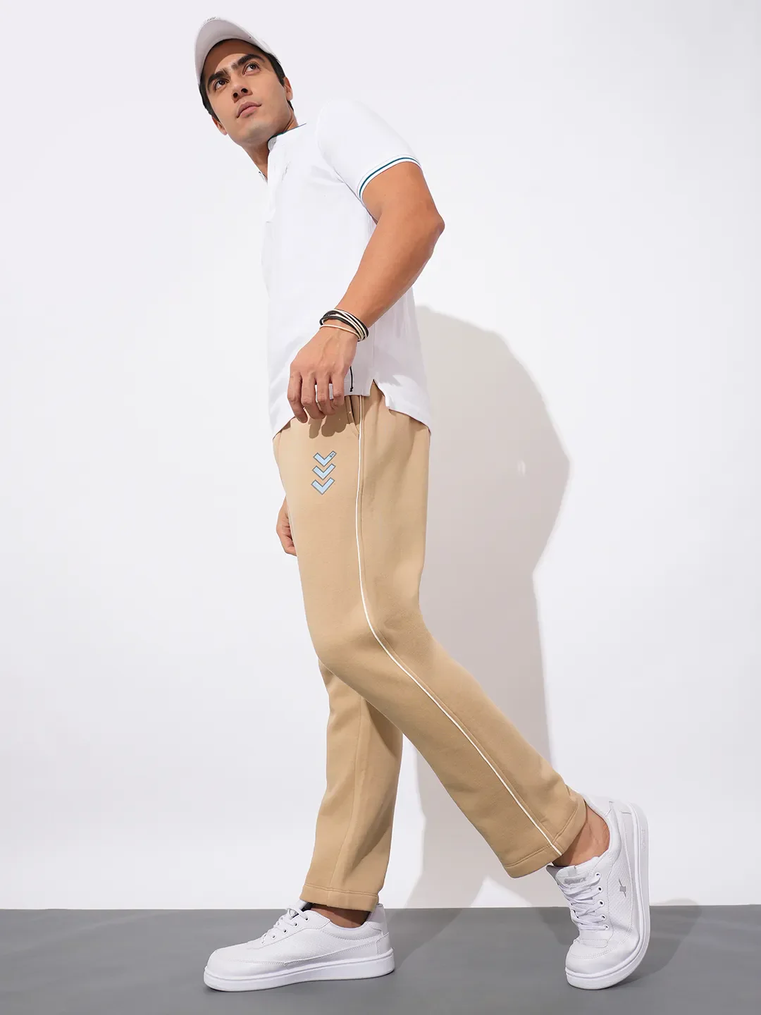 Beige Regular Fit Track Pants For Men By Being Human Clothing - Image 4