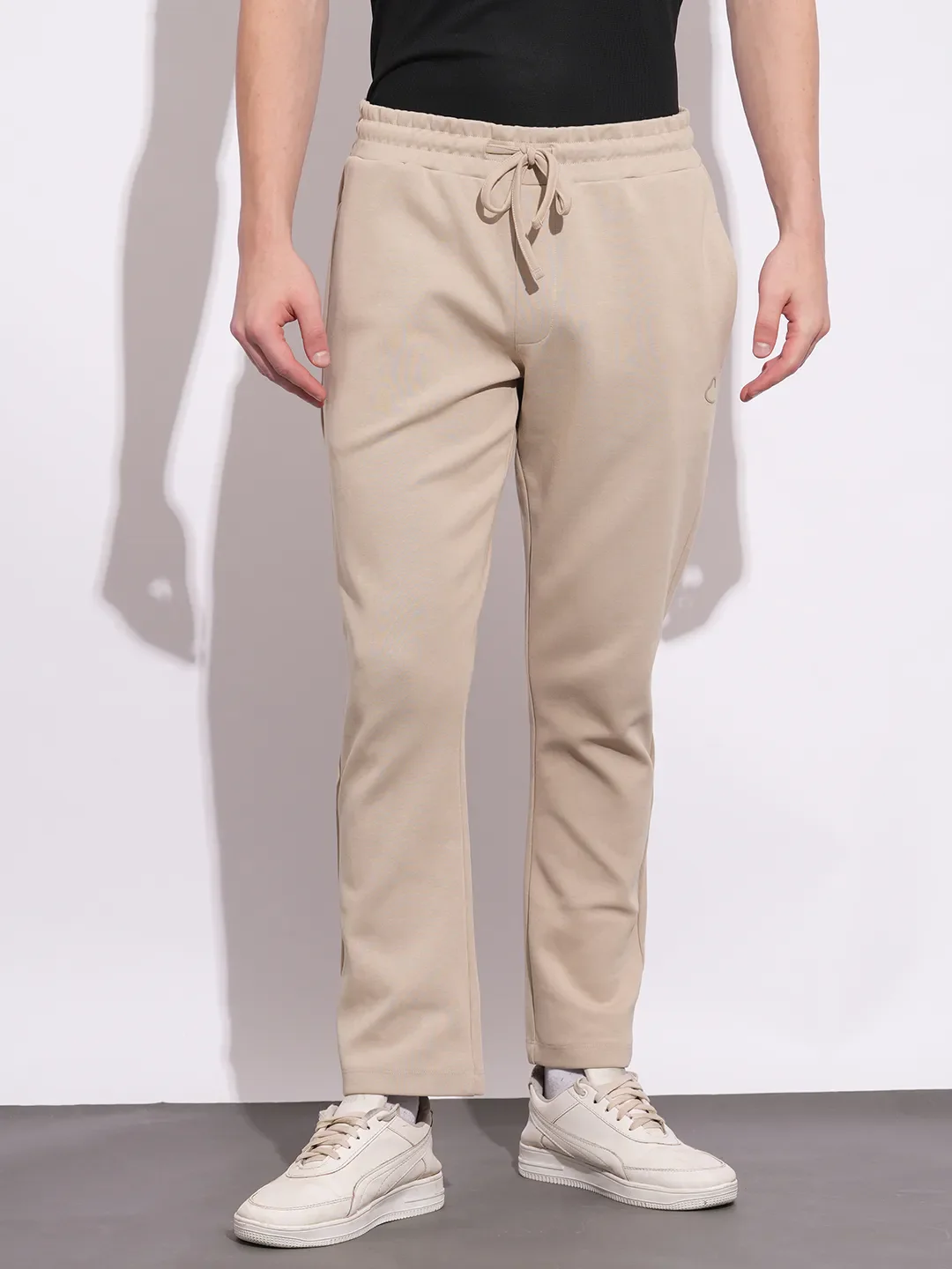 Beige Regular Fit Track Pants For Men By Being Human Clothing